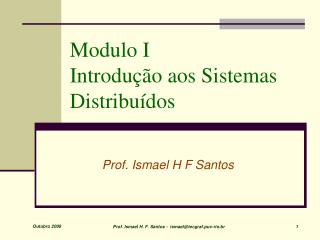 Modulo I Introdução aos Sistemas Distribuídos