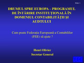 DRUMUL SPRE EUROPA – PROGRAMUL DE ÎNTĂRIRE INSTITUŢIONALĂ ÎN DOMENIUL CONTABILITĂŢII ŞI AUDTULUI