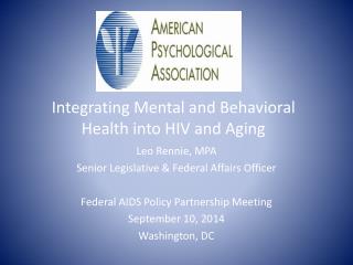 Integrating Mental and Behavioral Health into HIV and Aging