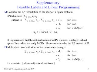 Supplementary: Feasible Labels and Linear Programming