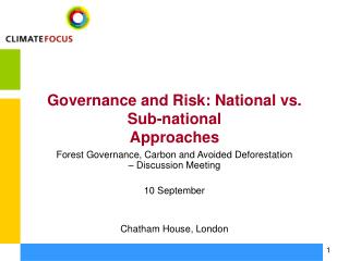 Governance and Risk: National vs. Sub-national Approaches