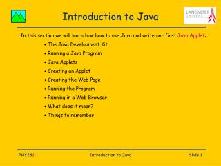 Introduction to Java