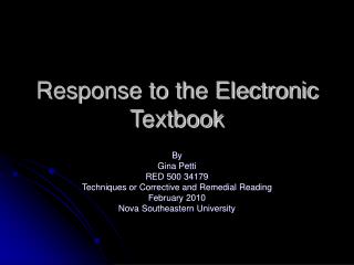 Response to the Electronic Textbook