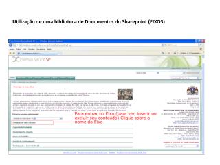 Utilização de uma biblioteca de Documentos do Sharepoint (EIXOS)