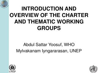 INTRODUCTION AND OVERVIEW OF THE CHARTER AND THEMATIC WORKING GROUPS