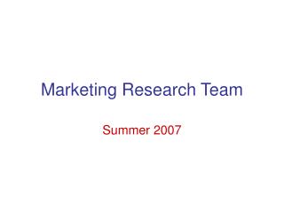 Marketing Research Team