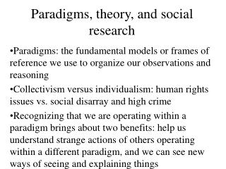 Paradigms, theory, and social research