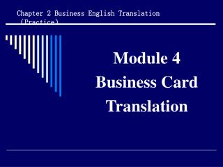 Module 4 Business Card Translation