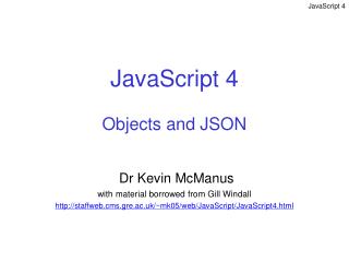 JavaScript 4 Objects and JSON