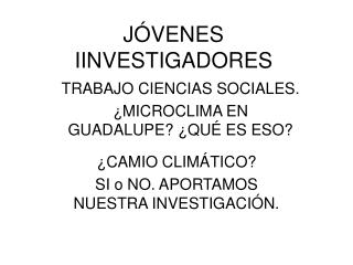 JÓVENES IINVESTIGADORES