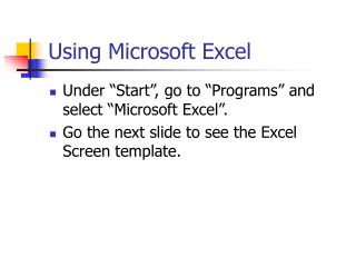 Using Microsoft Excel