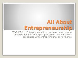 All About Entrepreneurship