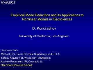 Empirical Mode Reduction and its Applications to Nonlinear Models in Geosciences