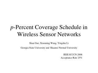 p -Percent Coverage Schedule in Wireless Sensor Networks