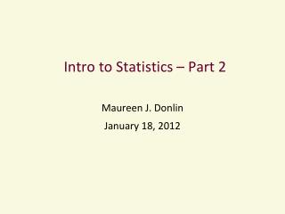 Intro to Statistics – Part 2