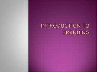 Introduction to branding