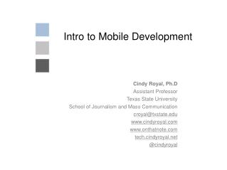 Intro to Mobile Development