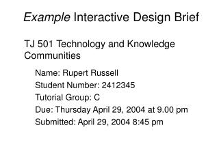 Example Interactive Design Brief