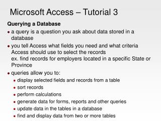 Microsoft Access – Tutorial 3