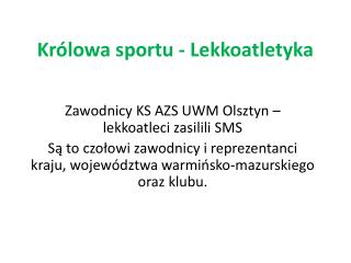 Królowa sportu - Lekkoatletyka