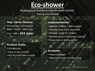 Eco-shower Making your shower environmentally friendly Saving you money