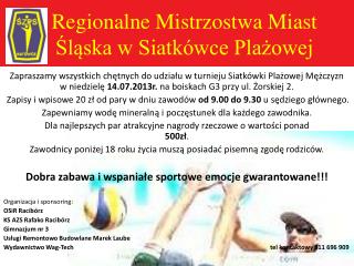 Regionalne Mistrzostwa Miast Śląska w Siatkówce Plażowej