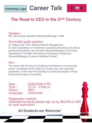 Career Talk The Road to CEO in the 21 st Century