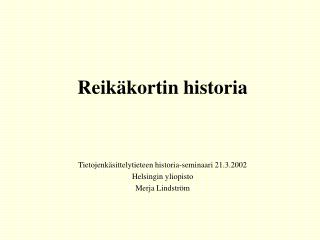 Reikäkortin historia