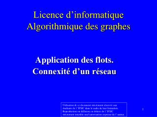 Licence d’informatique Algorithmique des graphes