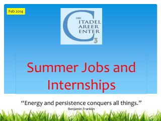 Summer Jobs and Internships