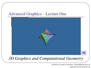 Advanced Graphics – Lecture One