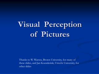 Visual Perception of Pictures