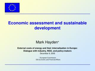 Economic assessment and sustainable development