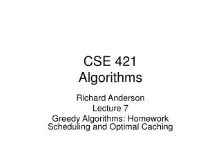 CSE 421 Algorithms