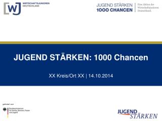 JUGEND STÄRKEN: 1000 Chancen