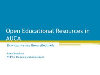 Open Educational Resources in AUCA