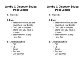 Jambo  Discover Scuba Pool Leader