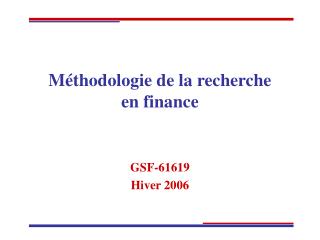 Méthodologie de la recherche en finance