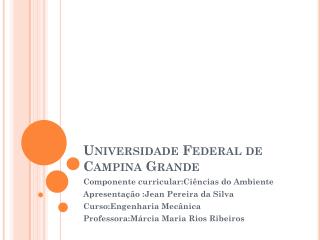 Universidade Federal de Campina Grande