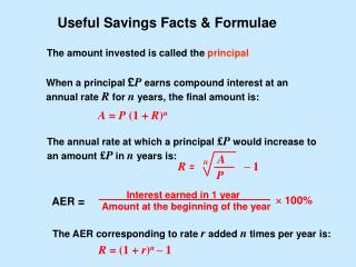 Useful Savings Facts &amp; Formulae
