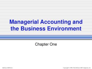 Managerial Accounting and the Business Environment