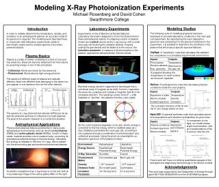 Modeling X-Ray Photoionization Experiments Michael Rosenberg and David Cohen Swarthmore College