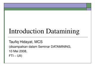 Introduction Datamining
