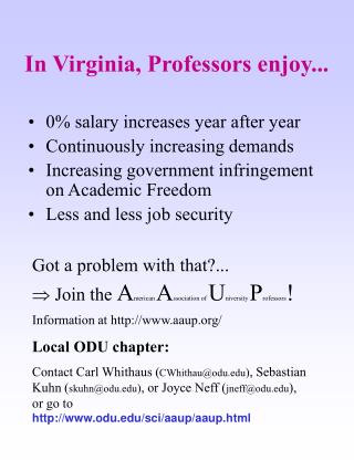 In Virginia, Professors enjoy...