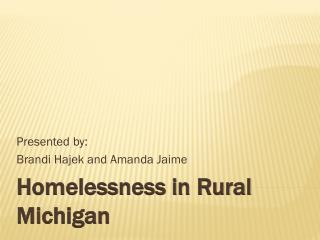 Homelessness in Rural Michigan