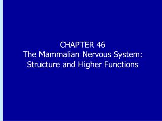 CHAPTER 46 The Mammalian Nervous System: Structure and Higher Functions