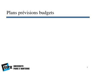 Plans prévisions budgets