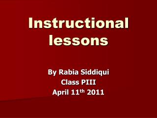 Instructional lessons