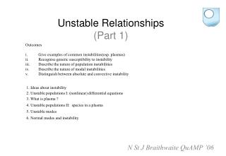 Unstable Relationships (Part 1)
