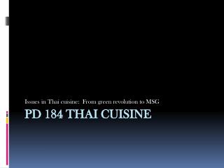 PD 184 Thai cuisine